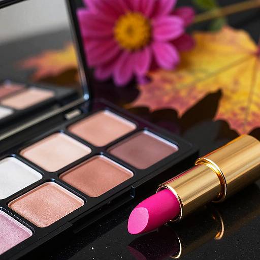 Vibrant Makeup Palette with Gold Lipstick