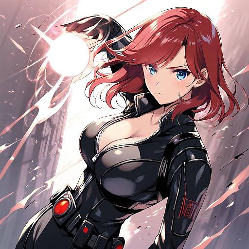 Illustration of Black widow, marvel in the style of Odawara hakone