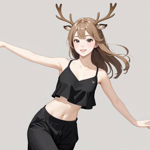 Elegant Deer Girl in Graceful Spin Elegant Deer Girl in Graceful Spin