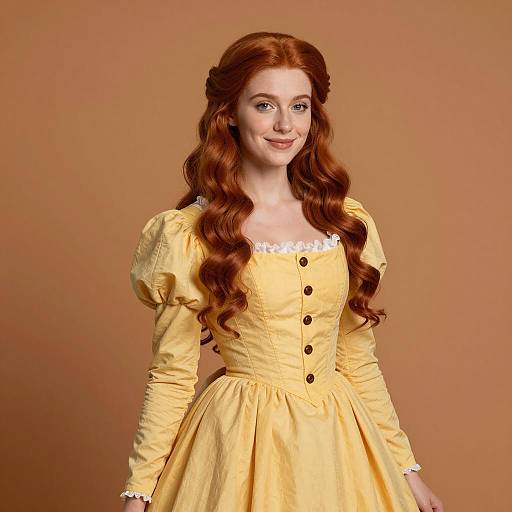 Woman in Yellow Renaissance-Style Dress