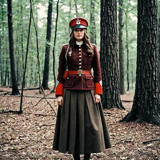 Red Baron Costume in a Forest Setting