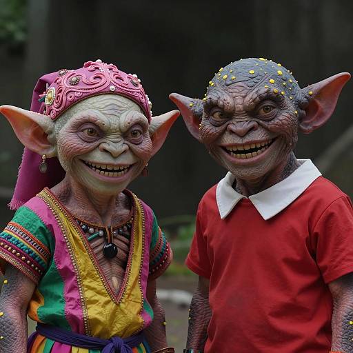 Colorful Goblins with Fierce Expressions