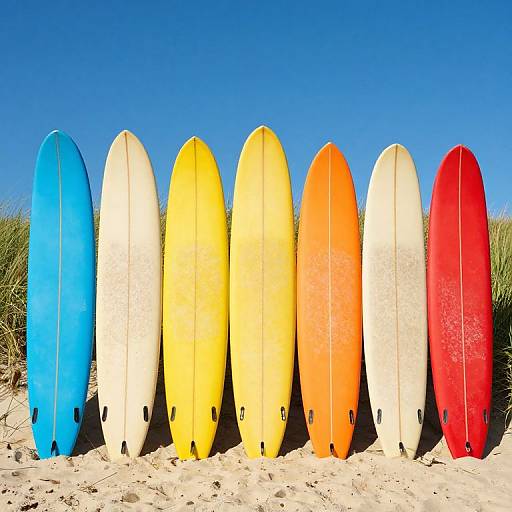 Vibrant Surfboards on Sandy Beach