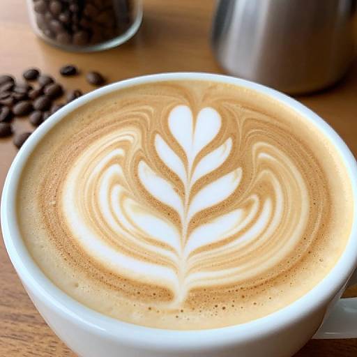 Latte Art with Leaf Pattern
