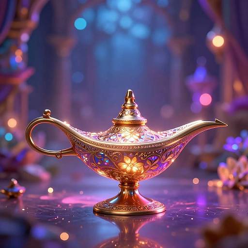 Ornate Aladdin's Lamp with Magical Glow