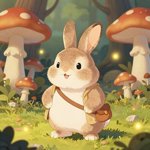 Fluffy Bunny in Whimsical Forest