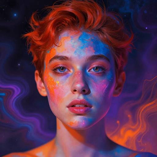 Surreal Vivid Red-Haired Portrait