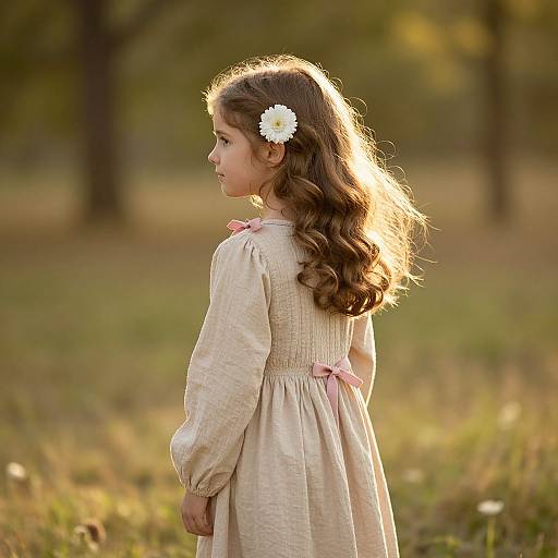 Serene Young Girl in Sunlit Meadow