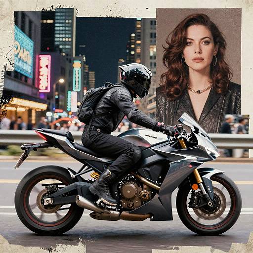 Futuristic Neon Motorcycle Collage