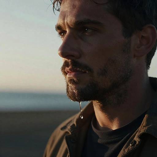 Weathered Mariner with Sea Spray Dripping from Beard