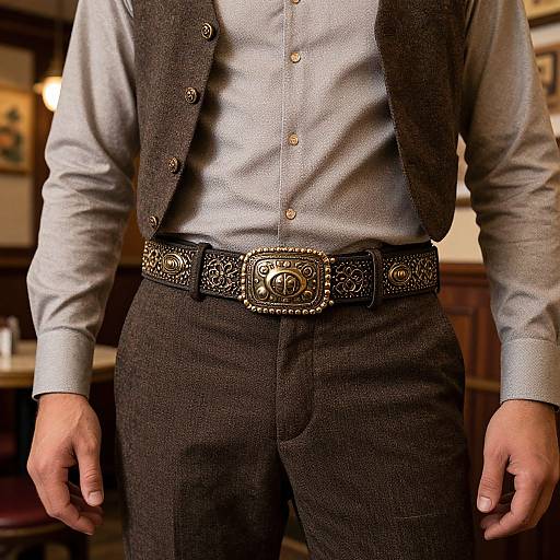 Dapper European Gentleman with Statement Belt