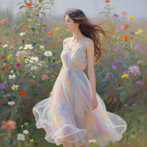 Dreamy Impressionist Woman in Summer Dress