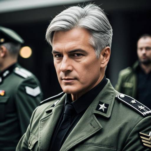 Mature Man in Military Green Jacket
