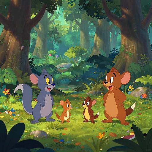 Disney Cartoon Forest with Whimsical Animals