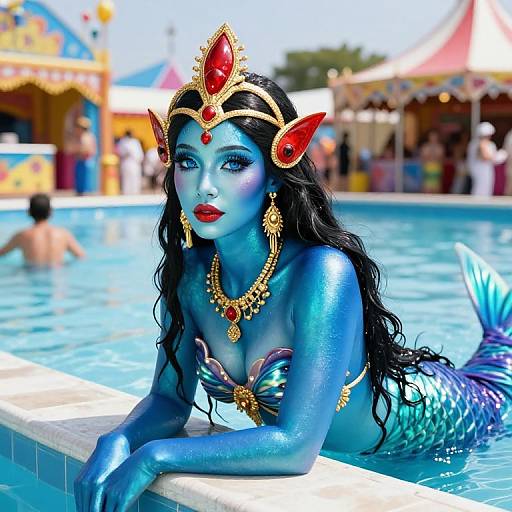 Stunning Electric Blue Mermaid at Carnival