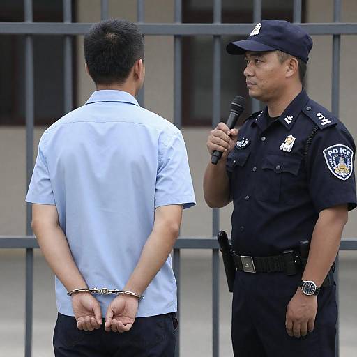 Tense Arrest Scene Behind Metal Bars
