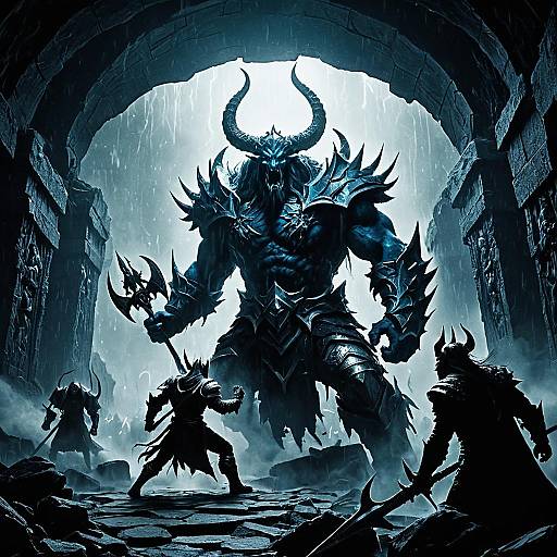 Dark Fantasy Battle in Misty Catacombs
