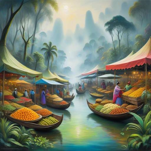 Vibrant Market Scene in Monet Style