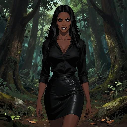 Tall African Female Vampire in Forest