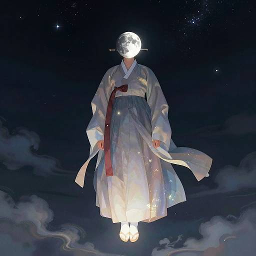Surreal Korean Moon Face Dreamscape