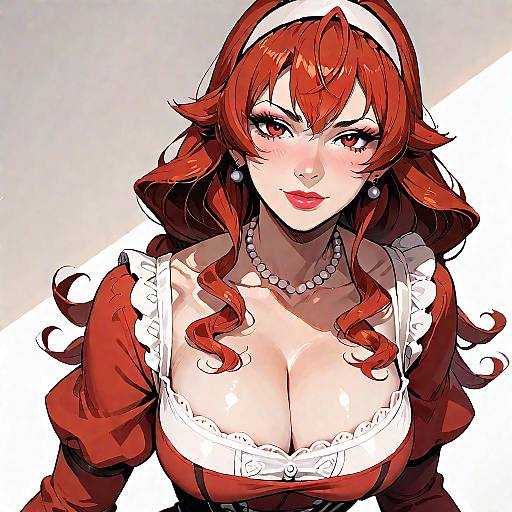 Anime Mature Redhead in Victorian Dress
