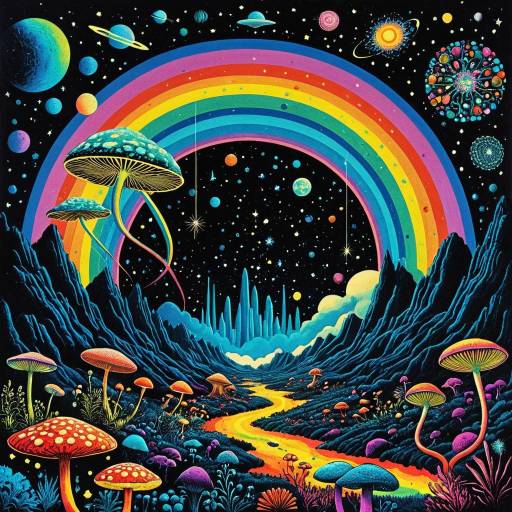 Psychedelic Neon Sci-Fi Landscape Psychedelic Neon Sci-Fi Landscape