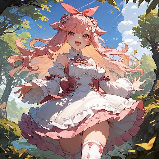 Dreamy Forest Maiden in Sunlit Dress