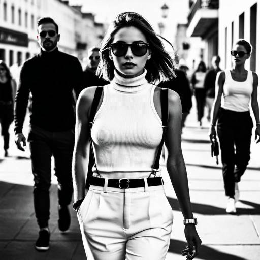Stylish Woman Walking in City Street