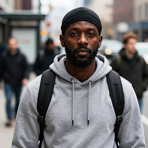 Urban Scene Featuring African American Man