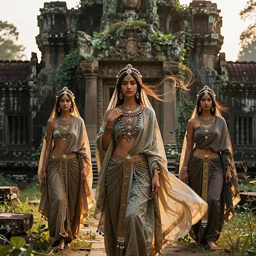 Golden Hour Women in Ancient Ruins