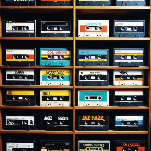 Shelf of Vintage Cassette Tapes with 1990s Band Names