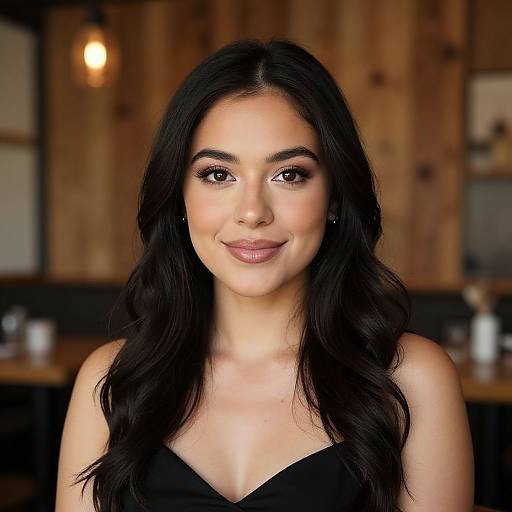 Elegant Latina Portrait in Cozy Café