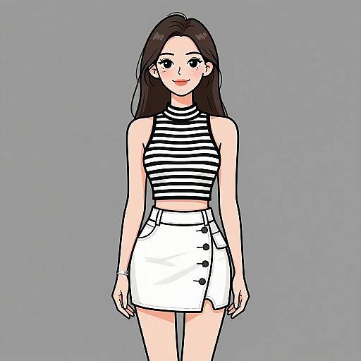 Smiling Woman in Chic Casual Outfit