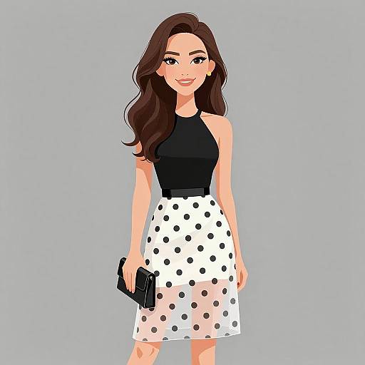 Chic Woman with Polka Dot Skirt
