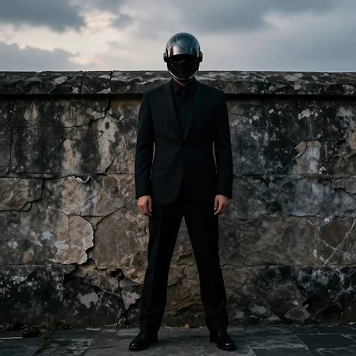 Mysterious Figure by Weathered Wall