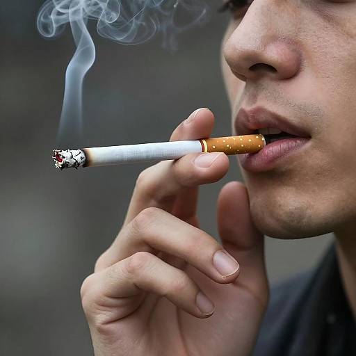 Cigarette and Gloved Hand Focus Scene