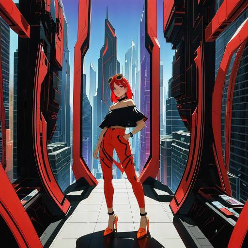 Contemplative Girl in Futuristic City