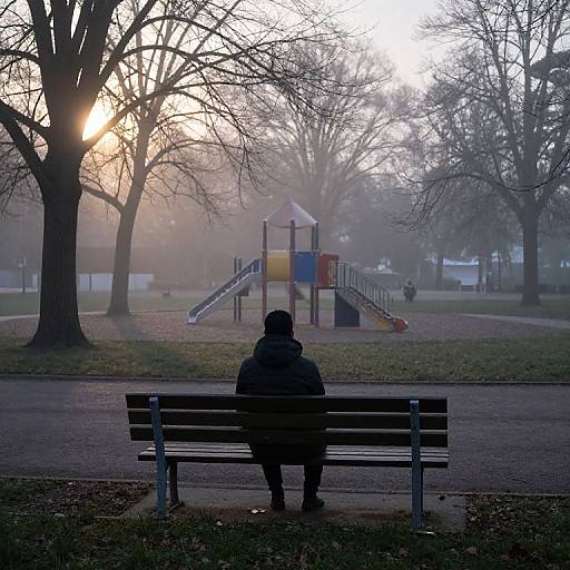 Foggy Twilight Liminal Park Scene