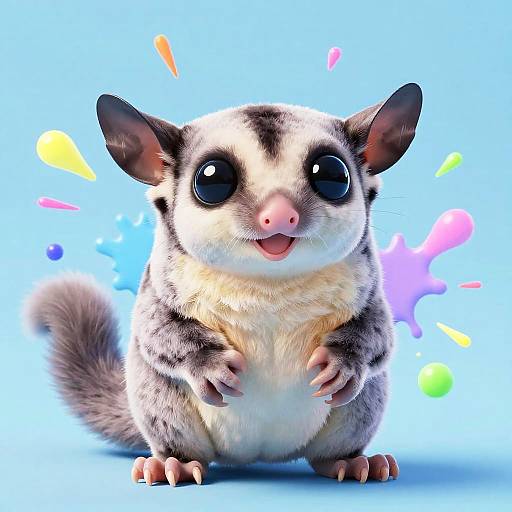 Cute 3D Render of Baby Sugar Glider