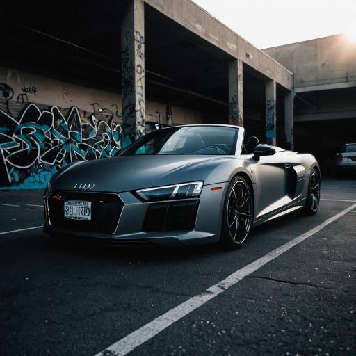 Matte Grey Audi R8 Spyder in Graffiti Parking Lot