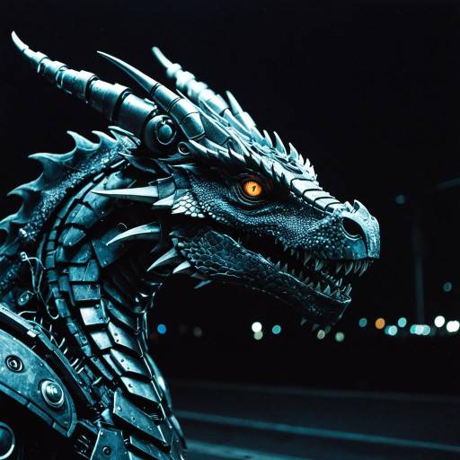 Futuristic Robotic Dragon at Night Futuristic Robotic Dragon at Night