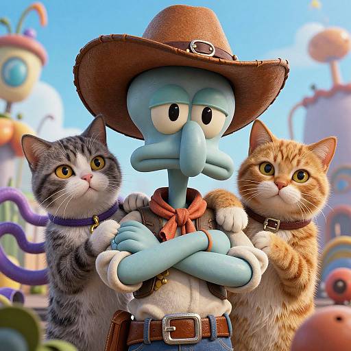 Hyperrealistic Cowboy Cats RPG Portrait