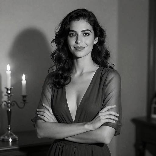 Elegant Black-and-White Portrait of Confidence