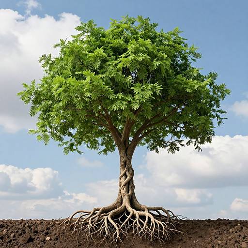 Intertwined Roots and Vibrant Tree