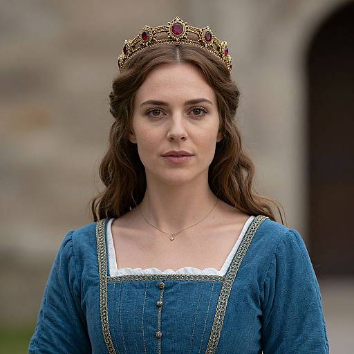 Medieval Woman in Blue Dress