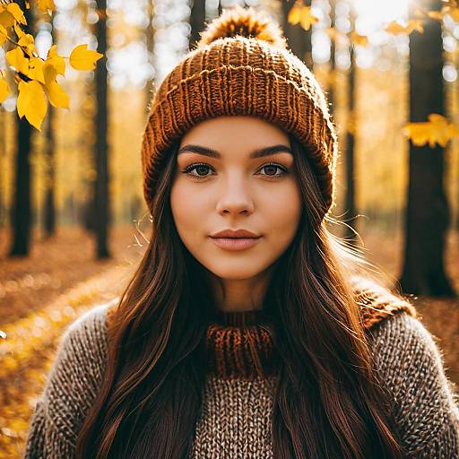 Young Woman in Autumn Forest