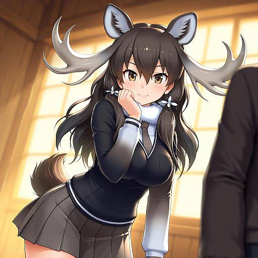 Illustration of Moose (kemono friends), kemono friends in the style of Ebizome