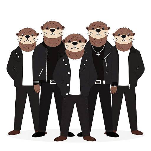 80s Punk Otters Band Illustration
