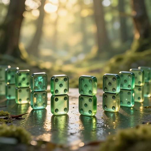Ethereal Green Glass Dominoes Scene