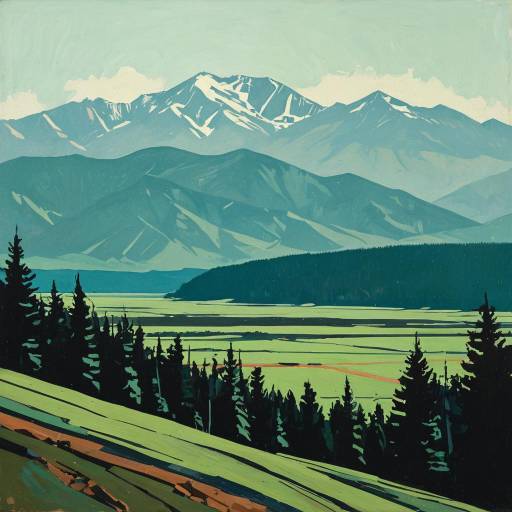 Layered Mountain Silhouettes Painting